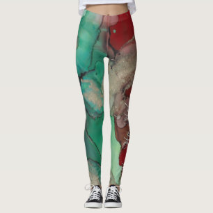 Leggings - Weihnachtsraden und Grüntöne - Design