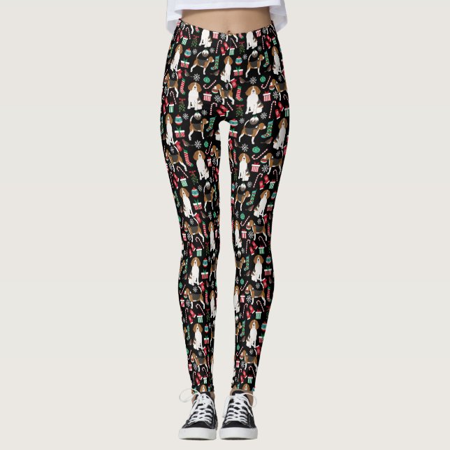 Leggings zum WeihnachtsBeagle (Vorderseite)