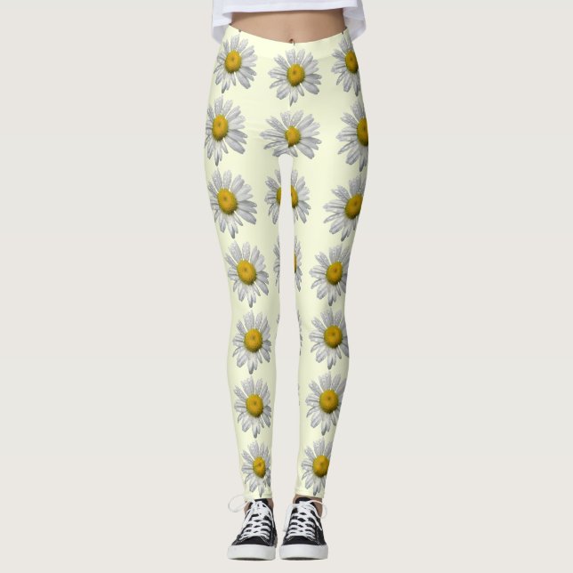 Leggings zur Blume Floral weiß und gelb (Vorderseite)