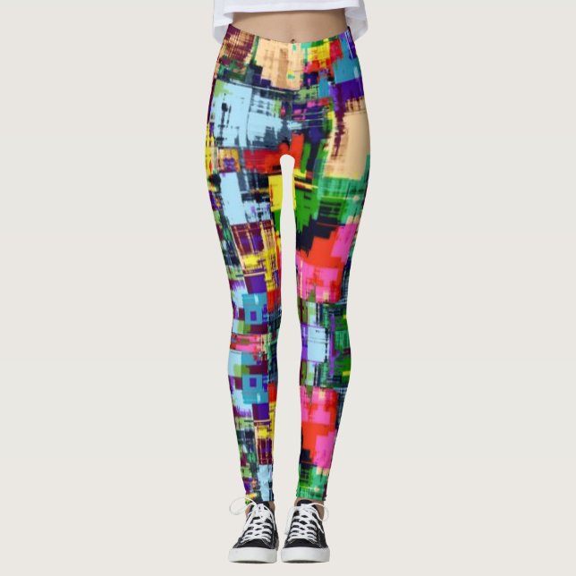 Leggings zur farbigen Geometrie (Vorderseite)
