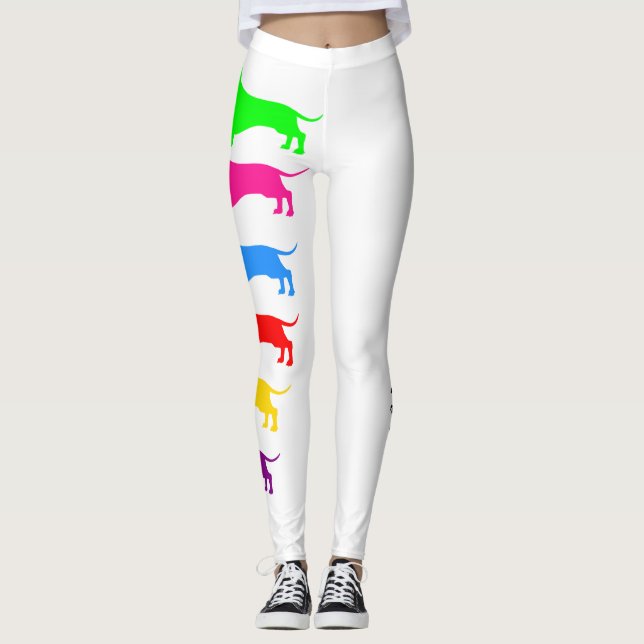 Leggings zur mehrfarbigen Dackel (Vorderseite)