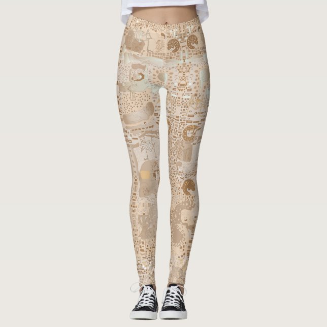 Leggins Beige Funky Artistic Alternative Pattern (Vorderseite)
