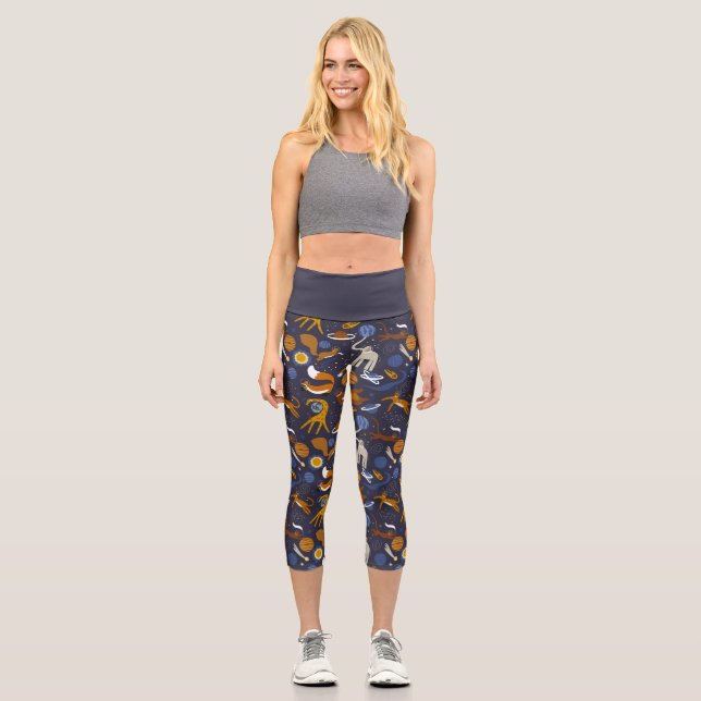 Leggins Capri yoga Animals Outer Space (Vorderseite)
