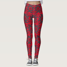 Leggins rojo vivo azulejo