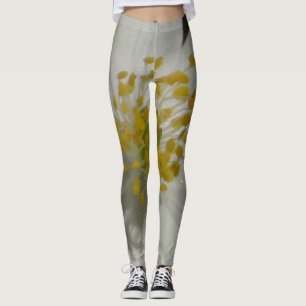 Leggins-weiße und gelbe Blume Leggings