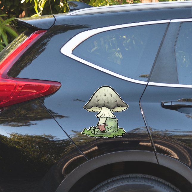 Leggischer Frosch, der unter einem Pilz liest Aufkleber (Auto Seite)