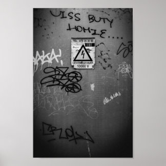 Leggummi aus schwarzem und weißem Elektro Poster