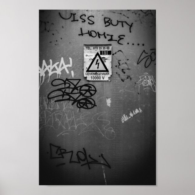 Leggummi aus schwarzem und weißem Elektro Poster (Vorne)