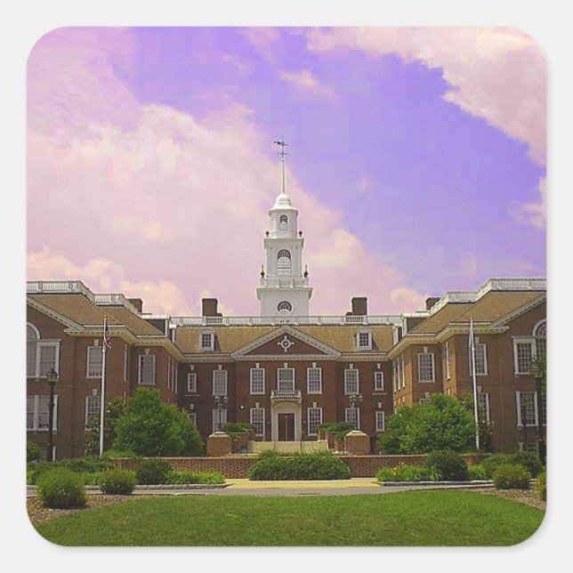 Legislative Hall Delaware Staat Hauptstadt in Dove Quadratischer Aufkleber (Vorderseite)