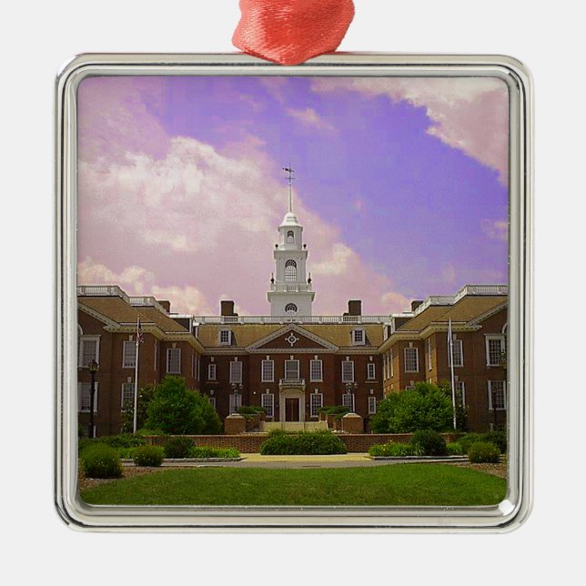 Legislative Hall Delaware Staat Hauptstadt in Dove Silbernes Ornament (Vorne)