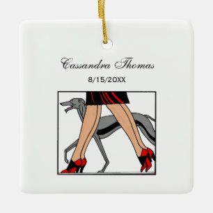 Legs Art Deco Women Greyhound Whippet Dog R Keramikornament