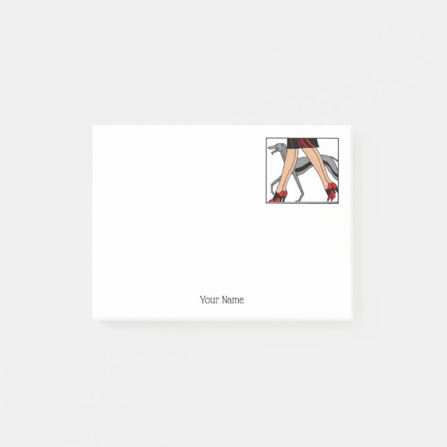 Legs Art Deco Women Greyhound Whippet Dog R Post-it Klebezettel (Vorderseite)