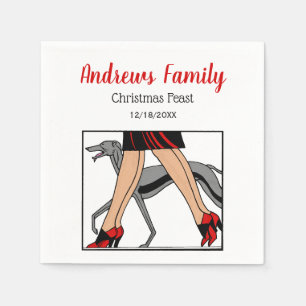 Legs Art Deco Women Greyhound Whippet Dog R Serviette