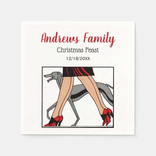 Legs Art Deco Women Greyhound Whippet Dog R Serviette (Vorderseite)