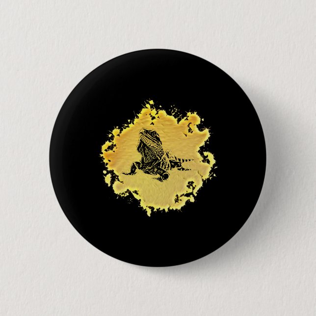 Leguan-Echsen-Motiv-Terrarium-Reptil-Bunt-Echse Button (Vorderseite)