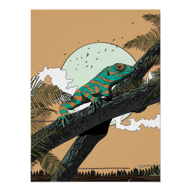 Leguan im Dschungel Poster (Vorderseite)