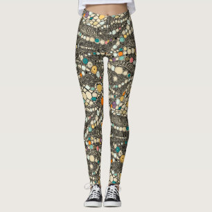 Leguanenhaut, schwarzer Pop Leggings