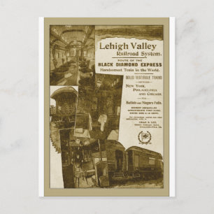 Lehigh Valley Railroad 1897 Vintage-Zugposter Postkarte