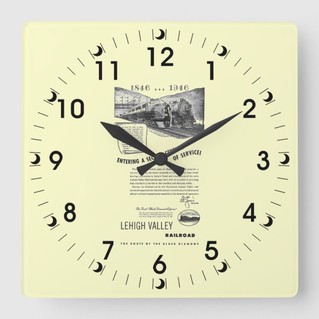 Lehigh Valley Railroad-A Second Century Service Quadratische Wanduhr (Vorderseite)