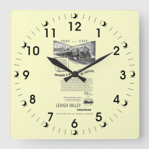 Lehigh Valley Railroad-A Second Century Service Quadratische Wanduhr