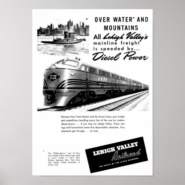 Lehigh Valley Railroad - Neuer Diesel-Power 1950 Poster (Vorne)