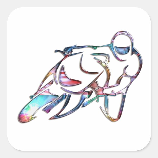 Lehnen in den Kurven-Regenbogen metallisch Quadratischer Aufkleber (Vorderseite)