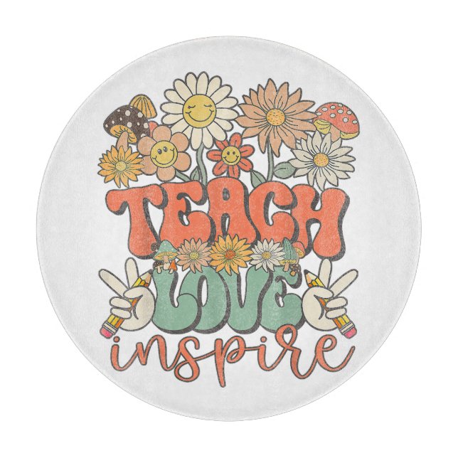 lehr Liebe inspirieren retro zurück zur Schule Schneidebrett (Vorderseite)
