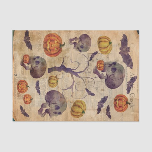 Lehrbuch Halloween Paper Skulls Fleets Seidenpapier (Vorderseite)