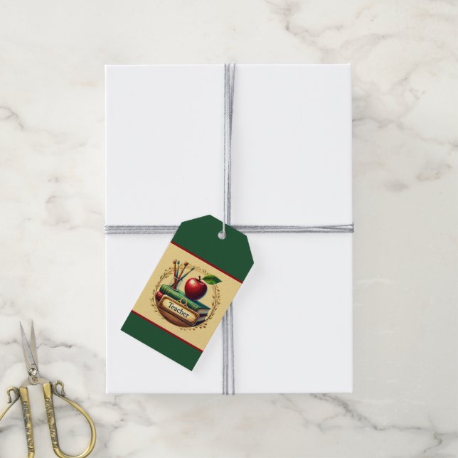 Lehrbücher Apfel geben Namen Geschenkanhänger (Mit Garn)