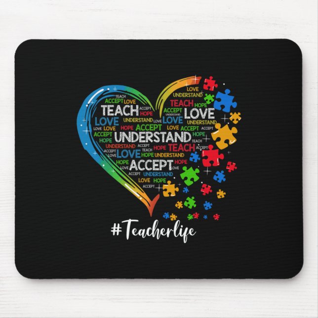Lehre Akzeptanz Liebe Lehrer Herzautismus Mousepad (Vorne)