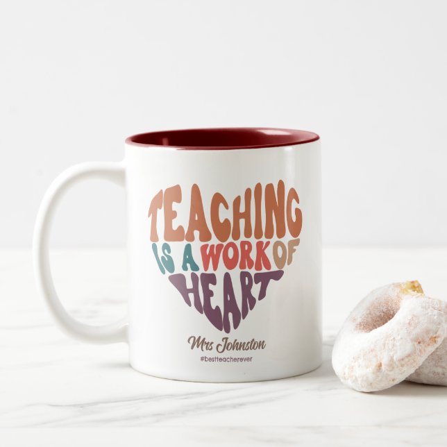 Lehre ist ein Geschenk für den besten Lehrer des H Zweifarbige Tasse (Mit Donut)