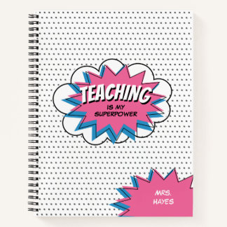 Lehre ist mein Superpower Hero Lehrer Blue Pink Notizbuch