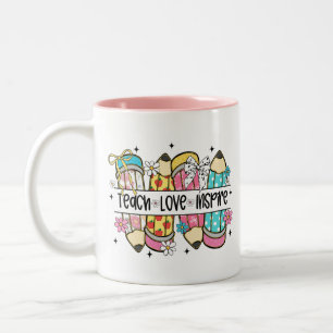 Lehre Liebe Inspirieren Lehrer  Zweifarbige Tasse