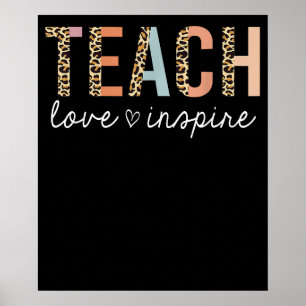 Lehre Liebe Inspirieren Leopard Zurück zur Schule Poster
