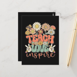 Lehre Liebe Inspirieren Retro Zurück zur Schule Postkarte