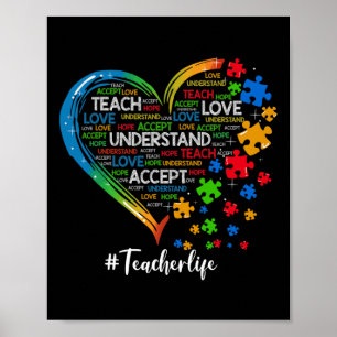 Lehren Akzeptieren Verstehen Liebe Lehrer Herz Aut Poster
