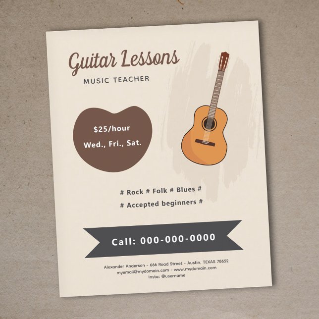 Lehren aus der Gitarre Flyer (Guitar Lessons Flyer)