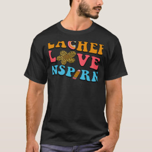 Lehren Liebe Inspirieren Regenbogen Leopard Rückan T-Shirt