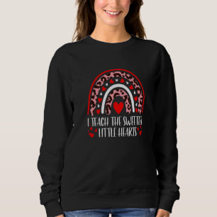 Lehren Sie die süßesten Herzen Regenbogen-Leopard- Sweatshirt