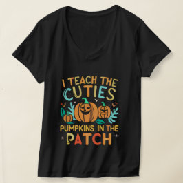 Lehren von Süsse Kürbis im Patch Halloween T-Shirt