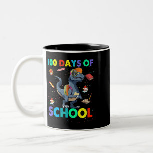 Lehrer 100. Tag der Schule Dinosaurier 100 Tage S Zweifarbige Tasse