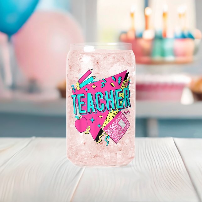 Lehrer 90er Retro Bunt Lehrer Zurück zur Schule Dosenglas (Insitu (Baby Party))