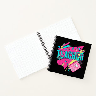 Lehrer 90er Retro Bunter Lehrer Zurück zur Schule Notizbuch