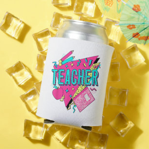 Lehrer 90er Retro Farbiger Lehrer Zurück zur Schul Dosenkühler