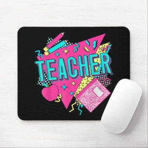 Lehrer 90er Retro Farbiger Lehrer Zurück zur Schul Mousepad