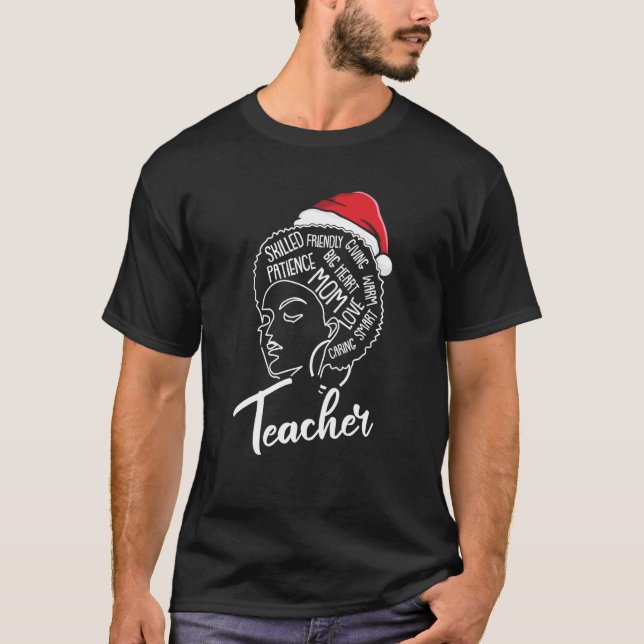 Lehrer Afro Christmas X Mas Pajama Black Pride Me T-Shirt (Vorderseite)