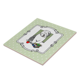 Lehrer Alte Englische Schafhunde (Grau 1) Niedlich Fliese