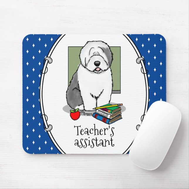 Lehrer Alte Englische Schafhunde (Grau 1) Niedlich Mousepad (Mit Mouse)