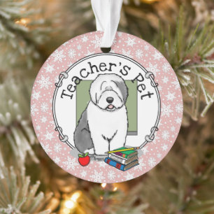 Lehrer Alte Englische Schafhunde (Grau 1) Niedlich Ornament
