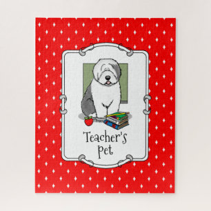 Lehrer Alte Englische Schafhunde (Grau 1) Niedlich Puzzle
